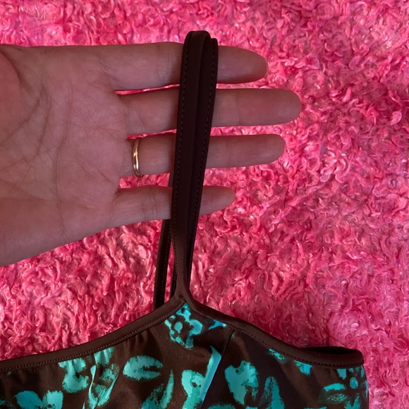 Vintage Floral green brown tankini size 14 padded - Picture 5 of 14